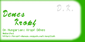 denes kropf business card